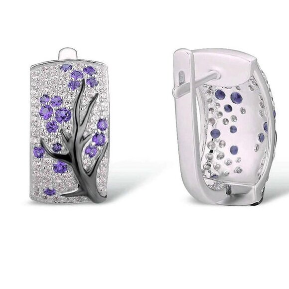Selena Tree of Life/Mother's Earrings - Purple - Picture 1 of 5